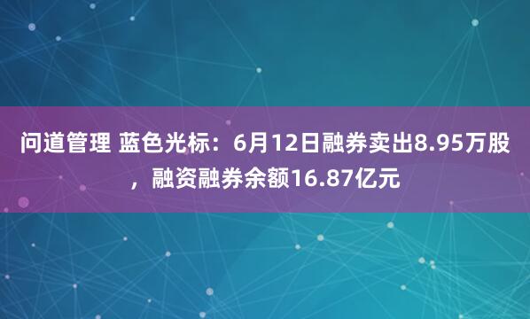 问道管理 蓝色光标：6月12日融券卖出8.95万股，融资融券余额16.87亿元